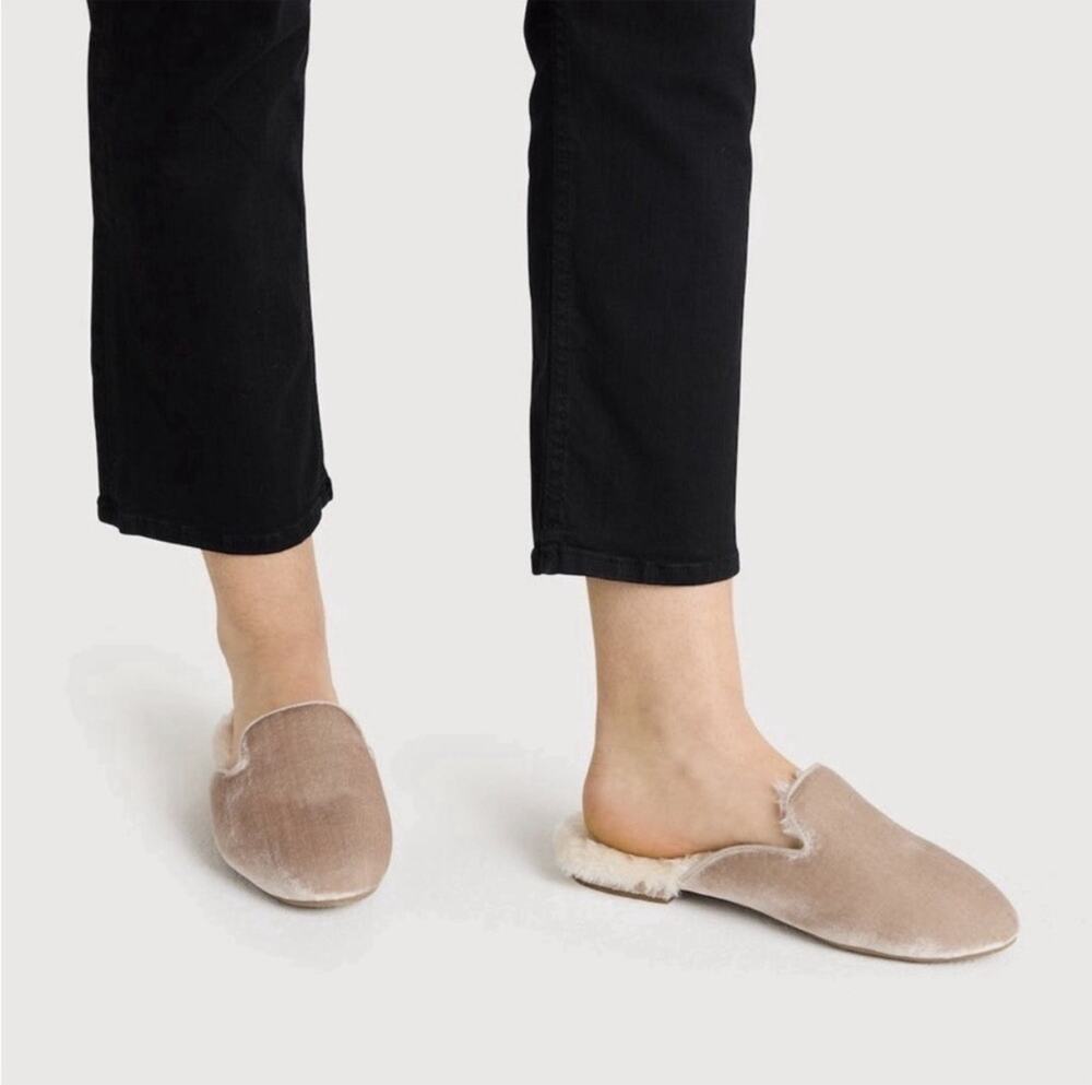 Birdies Phoebe Mule Slipper Women’s Beige Mule Slippers Faux Fur Lined size 8